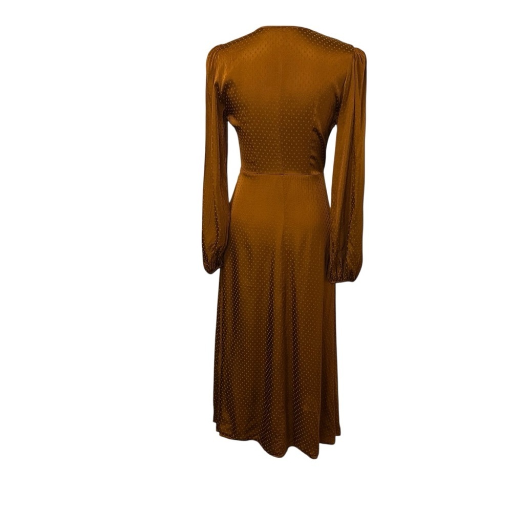& Other Stories Womens Polka Dot V-Neck Satin Midi Dress Size 4 Burnt Orange - Picture 2 of 11